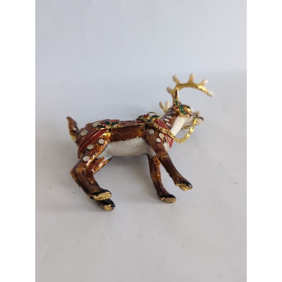 Cloissone Metal Reindeer Christmas Ornament Dasher Seybert - Picture 6 of 6